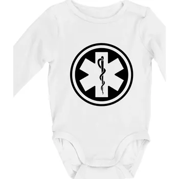 Kojenecký body Rescue logo samostatné kulaté - Body kojenecké s dlouhým rukávem - Dlouhý r. do 3 měs ( Bílá )