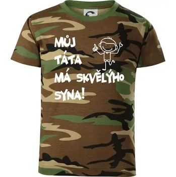 Chlapecké tričko Můj táta má skvělýho syna - Dětské maskáčové triko - 146 cm/10 let ( Hnědý maskáč )