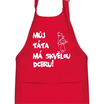 Kuchyňská zástěra Můj táta má skvělou dceru - Dětská zástěra na vaření - Univerzální velikost ( Červená )