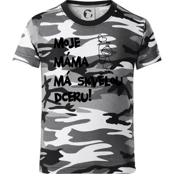 Chlapecké tričko Moje máma má skvělou dceru - Dětské maskáčové triko - 146 cm/10 let ( Šedý maskáč )