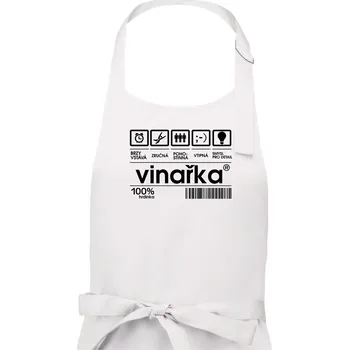 Kuchyňská zástěra Čárový kód vinařka - Dámská zástěra na vaření - Univerzální velikost ( Bílá )