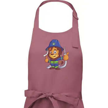 Kuchyňská zástěra Hasič lvíček - Dámská zástěra na vaření - Univerzální velikost ( Starorůžová )