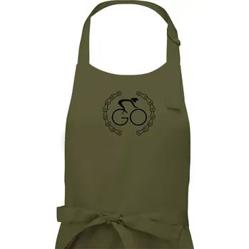 Kuchyňská zástěra Logo cyklisty a řetěz - Dámská zástěra na vaření - Univerzální velikost ( Khaki )
