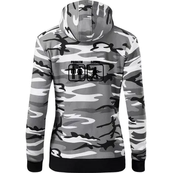 Dámská mikina Problém hasič - Dámská mikina trendy zipper s kapucí - S ( Šedý maskáč )