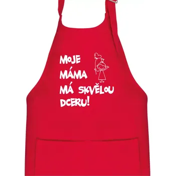 Kuchyňská zástěra Moje máma má skvělou dceru - Dětská zástěra na vaření - Univerzální velikost ( Červená )