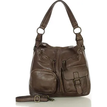 Kabelka GENUINE LEATHER MARCO MAZZINI Kabelka s ramínky vintage; hnědá