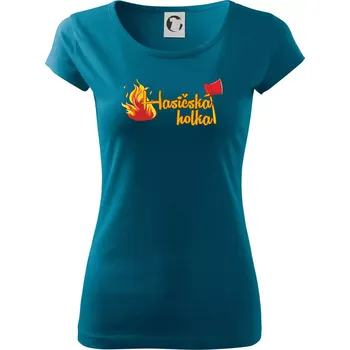 Dámské tričko Hasičská holka - oheň a sekera - Dámské triko Pure - M ( Petrolejová )