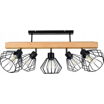 Dřevěné stropní svítidlo trám ŽÁROVKA STROPNÍ SVÍTIDLO LOFT ČERNÉ pro 5x STÍNIDLO E27