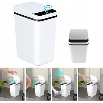 Odpadkový koš Odpadkový koš bezdotykový bílý 12 l s víkem a vyjímatelnou vložkou