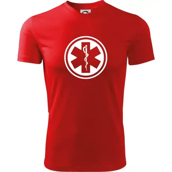 Pánské tričko Rescue logo samostatné kulaté - Pánské triko Fantasy sportovní (dresovina) - 3XL ( Červená )