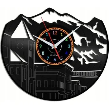 Hodiny TELLURIDE NÁSTĚNNÉ HODINY DEKORATIVNÍ MODERNÍ VINYLOVÁ DESKA VINYL JAKO DÁREK