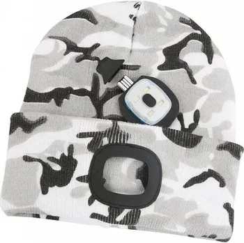 Čepice Zimní čepice s LED svítilnou 4xLED Šedá MASKÁČOVÝ