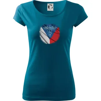 Dámské oblečení Hrdinové zdravotnictví - Česká vlajka (Pecka design) - Dámské triko Pure - XL ( Petrolejová )