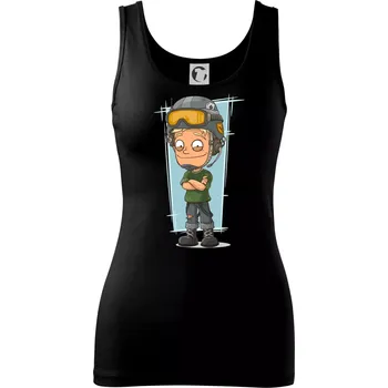 Dámské tričko Vesmírný voják denim - Dámské tílko - XS ( Černá )