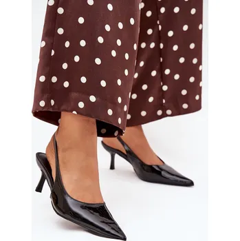 Dámské lodičky Lakované Lodičky Na Podpatku S Odkrytou Patou Talira Barva: Černá, Velikost: 39