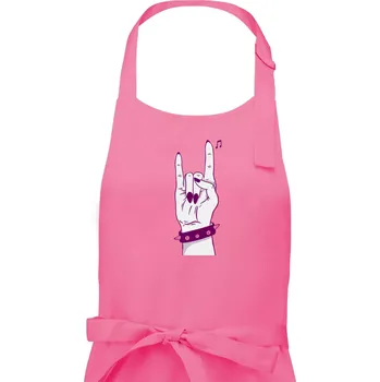 Kuchyňská zástěra Rocková ruka dámská - Pánská zástěra na vaření - Univerzální velikost ( Růžová )