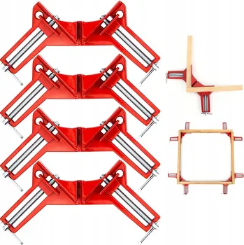 Truhlářská svěrka ŚCISK ŚCISKI STOLARSKI KĄTOWY ROHOVÁ TRUHLÁŘSKÁ SVĚRKA / ÚHELNÍK PRO POZICOVÁNÍ NÁBYTKU 75 MM, 4 KS