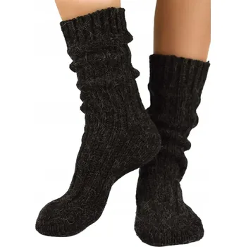 Pánské oblečení Pánské ponožky s vlnou z alpaky SW007 Noviti 43-46 hnědé