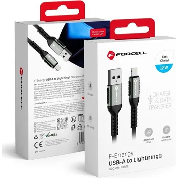 Datový kabel Kabel Forcell USB - Apple Lightning 3 m černý