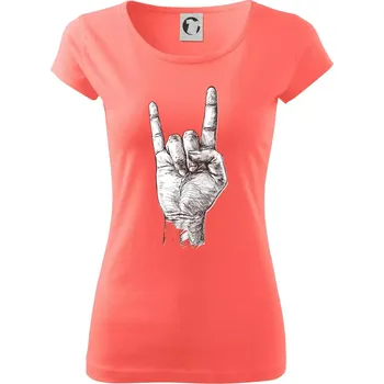 Dámské tričko Rocková ruka kreslená - Dámské triko Pure - XS ( Korálová )
