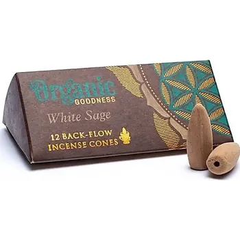 Vonná tyčinka Vonné kužely Song of India Backflow Organic Goodness - Bílá šalvěj 50 g