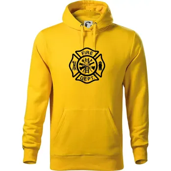 Pánská mikina Fire dept. logo - Mikina pánská Cape s kapucí - L ( Žlutá )