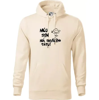 Pánská mikina Můj syn má skvělýho tátu - Mikina pánská Cape s kapucí - 3XL ( Mandlová )