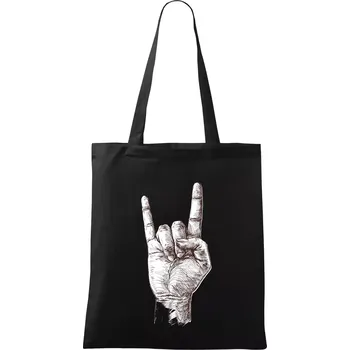 Nákupní taška Rocková ruka kreslená - Taška bavlněná - 42 x 38 cm ( Černá )