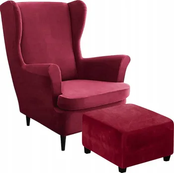 Napínací potah ELASTICKÝ POTAH NA KŘESLO UŠÁK, PODNOŽKU A TABURET, SAMETOVÝ, OEKO TEX, BORDO