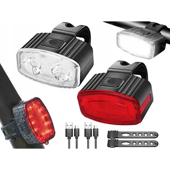 Cyklosvítilna PŘEDNÍ A ZADNÍ LED SVĚTLO NA KOLO, USB-C NABÍJECÍ, SADA SVĚTEL
