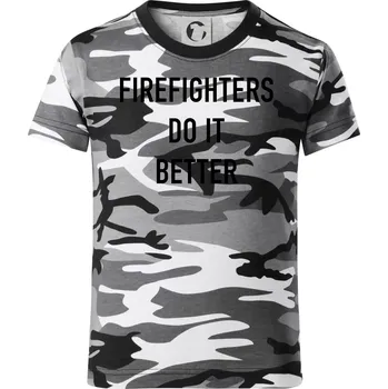 Chlapecké tričko Firefighters Do It Better - Dětské maskáčové triko - 146 cm/10 let ( Šedý maskáč )