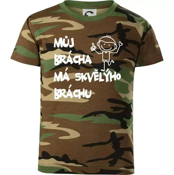 Chlapecké tričko Můj brácha má skvělýho bráchu - Dětské maskáčové triko - 122 cm/6 let ( Hnědý maskáč )