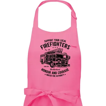 Kuchyňská zástěra Fire Fighters Truck - Pánská zástěra na vaření - Univerzální velikost ( Růžová )