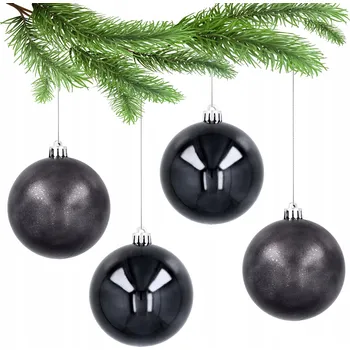 Vánoční dekorace Antracitové vánoční vánoční baňky, sada koulí, vánoční ozdoby 8 cm, 4 ks
