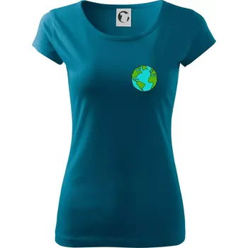 Dámské oblečení Planeta na prsu - Amerika a Afrika - Dámské triko Pure - 3XL ( Petrolejová )