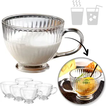 Sklenice Flamenco Mystique Sada 6 velkých rýhovaných skleněných kelímků 380 ml pro servírování nápojů SZK150ZESTAW6