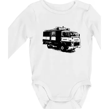 Hasičské auto Hasiči - Body kojenecké s dlouhým rukávem - Dlouhý r. do 3 měs ( Bílá )