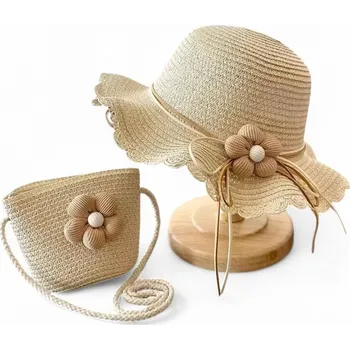 Pokrývka hlavy Flamenco Mystique SET tašky a čepice 52 cm pro dívky, slaměná MUŽKA CZ55 na léto