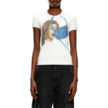 Dámské tričko TRIČKO DIESEL T-UNCUTIE-LONG-N19 T-SHIRT OFF WHITE