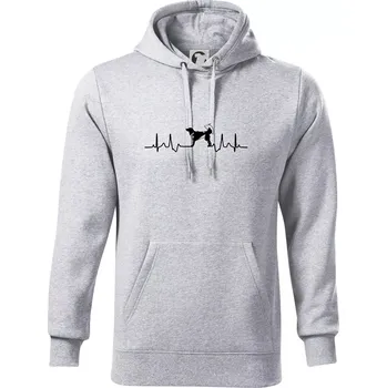 Pánská mikina Český strakatý pes EKG - Mikina pánská Cape s kapucí - 5XL ( Světlešedý Melír )