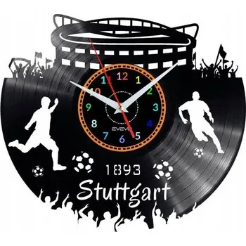 Hodiny STUTTGART HODINY NÁSTĚNNÉ DEKORATIVNÍ MODERNÍ VINYLOVÁ DESKA VINYL JAKO DÁREK