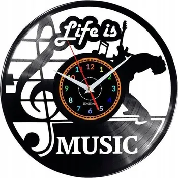 Hodiny LIFE IS A MIUSIC HODINY NÁSTĚNNÉ DEKORATIVNÍ MODERNÍ VINYLOVÁ DESKA