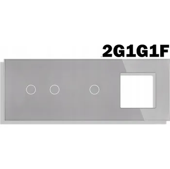 vypínač SKLENĚNÝ PANEL PRO DOTYKOVÉ MODULY RÁMEČEK TROJITÝ 2G+1G+1F STŘÍBRNĚ ŠEDÝ