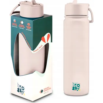 Obraz Brosky Basic Ocelový lahev na pití na vodu s brčkem v růžové barvě, 680 ml