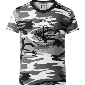 Chlapecké tričko Idiotovi nic nevysvětlíš, ale on vysvětlí vše tobě - Dětské maskáčové triko - 146 cm/10 let ( Šedý maskáč )