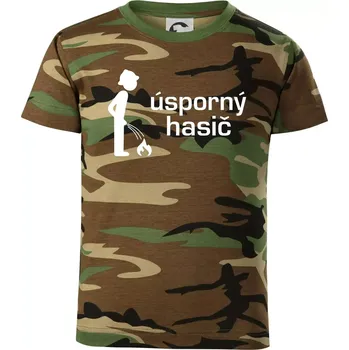 Chlapecké tričko Úsporný hasič - Dětské maskáčové triko - 122 cm/6 let ( Hnědý maskáč )