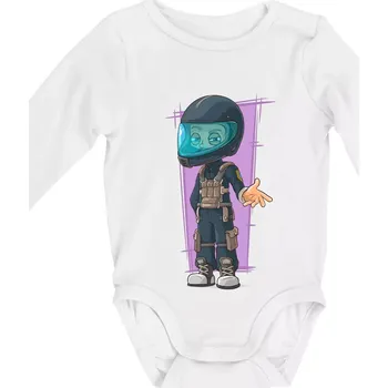 Kojenecké oblečení Vesmírný voják fialový - Body kojenecké s dlouhým rukávem - Dlouhý r. do 3 měs ( Bílá )