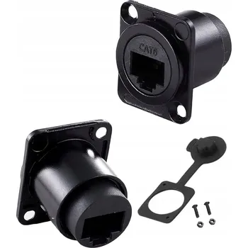 Elektrická zásuvka PANELOVÁ SÍŤOVÁ ZÁSUVKA 2X RJ45 CAT6E D-SHAPE ČERNÁ S PŘÍSLUŠENSTVÍM