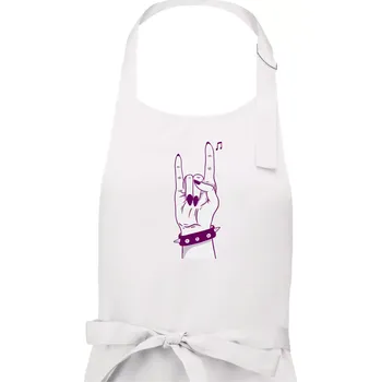 Kuchyňská zástěra Rocková ruka dámská - Dámská zástěra na vaření - Univerzální velikost ( Bílá )