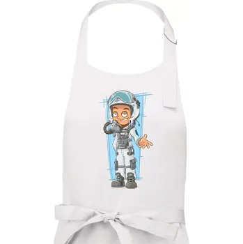 Kuchyňská zástěra Vesmírný voják modrý - Dámská zástěra na vaření - Univerzální velikost ( Bílá )